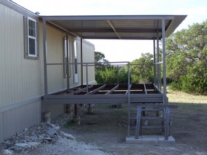 Ranch house steel patio cover, deck and stairs in Junction, Texas - photo 12