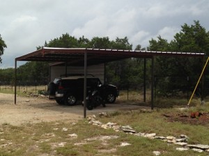 Gabled Carport and Lean To Awning Wimberly, Texas