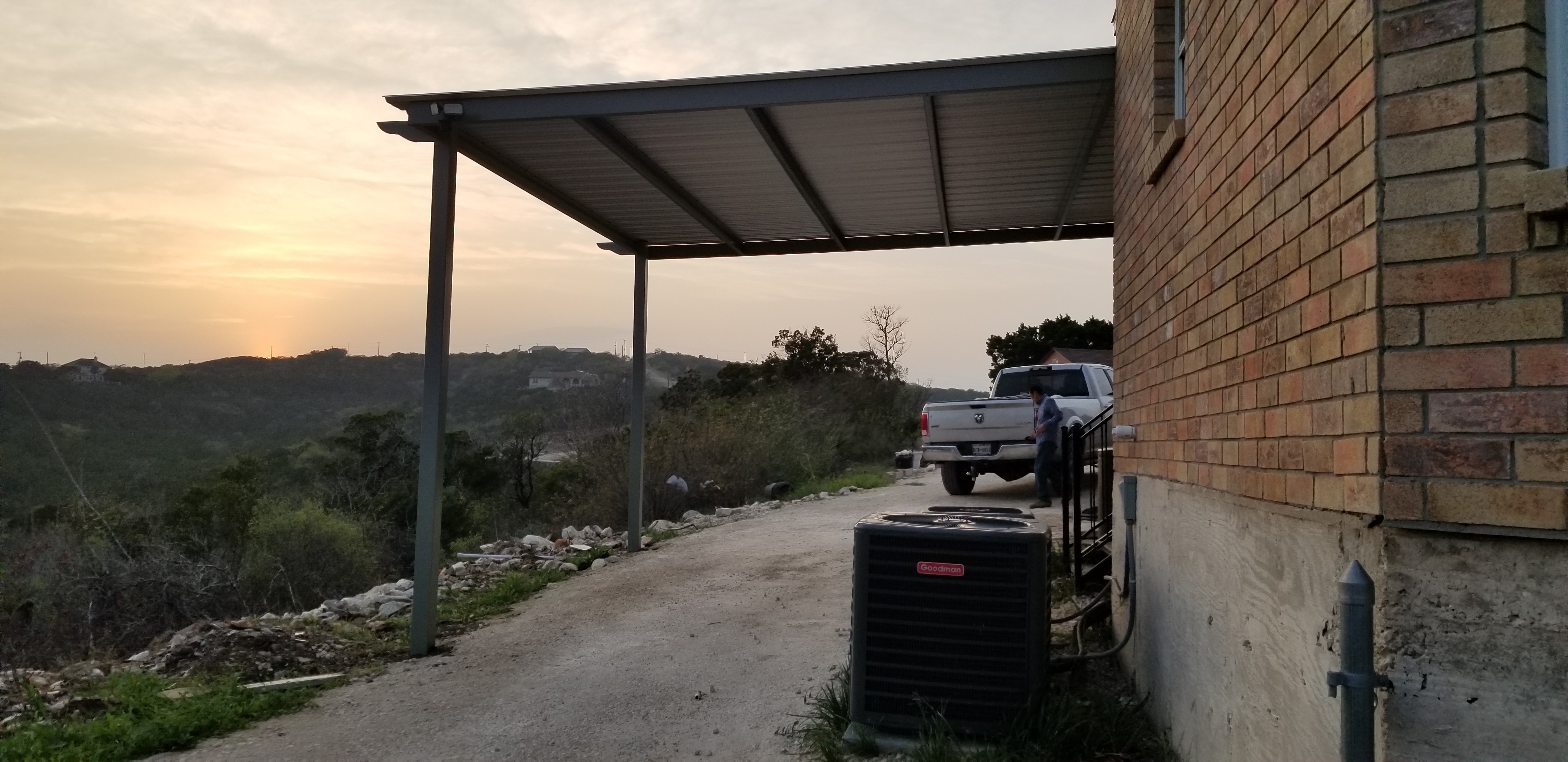 Attached 20x20 metal carport in Mico, Texas