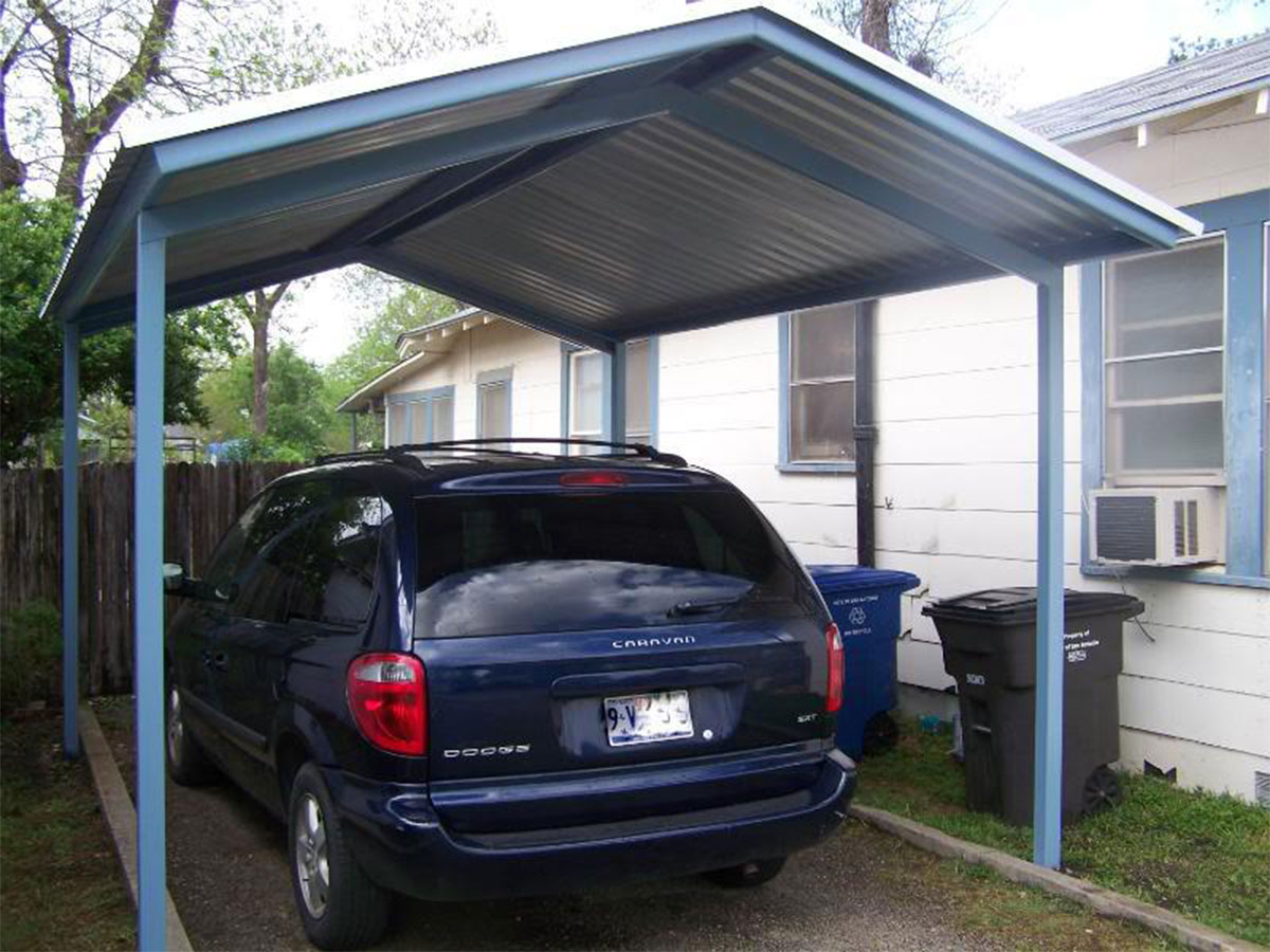 Free-standing steel carport on the south side of San Antonio, Texas