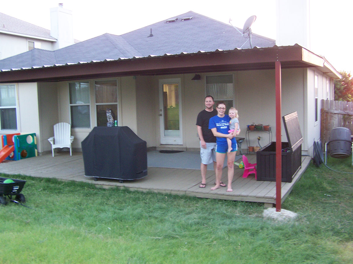 Backyard steel patio cover built in San Antonio, Texas