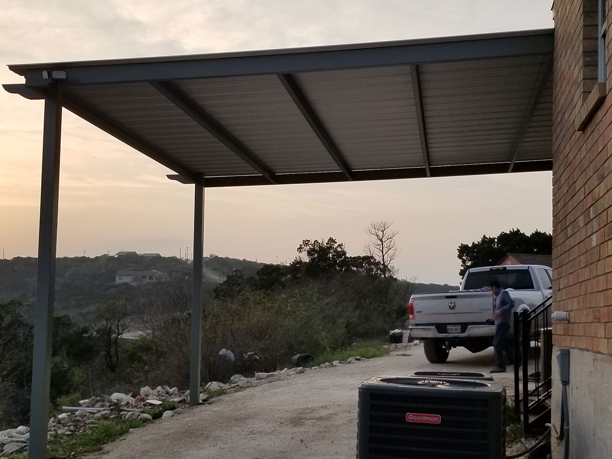 Steel carport built in the Texas Hill Country