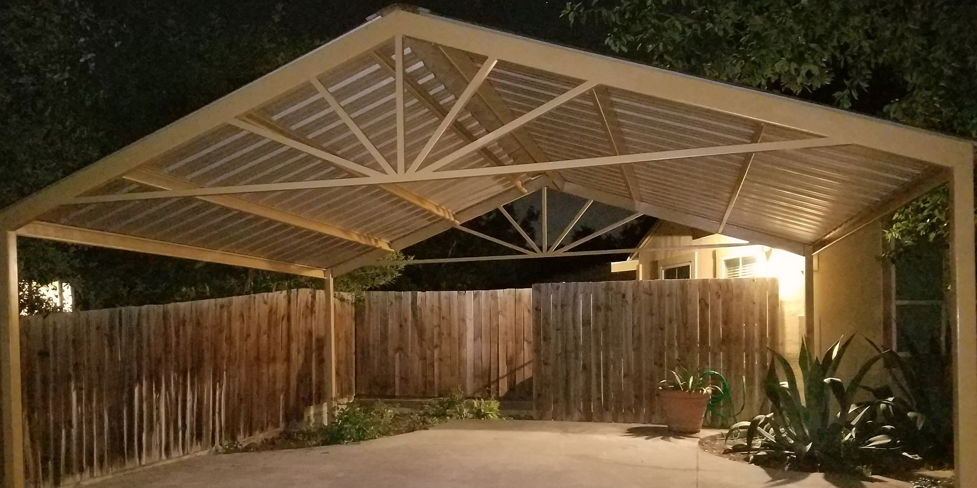 Steel patio awning installed in San Antonio, Texas